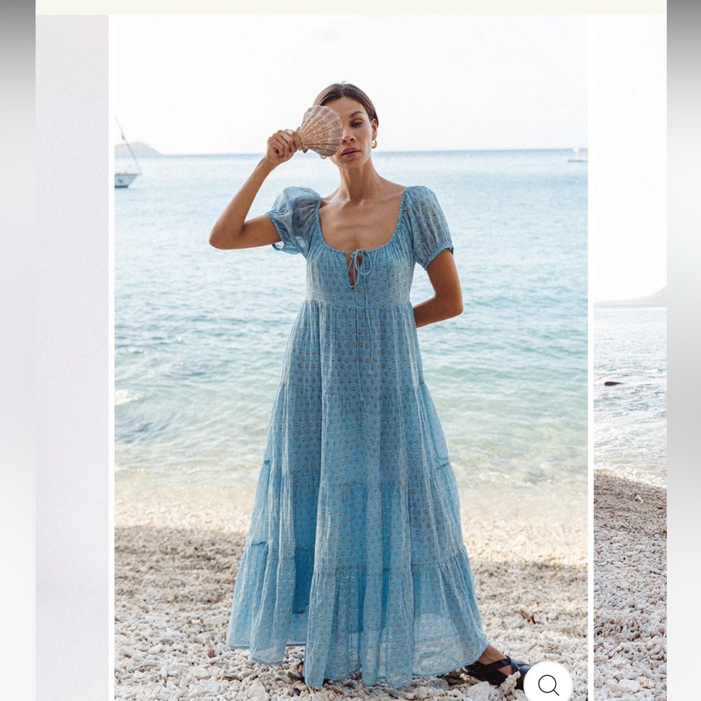 Daughters of India - Elegant Blue Summer Dress